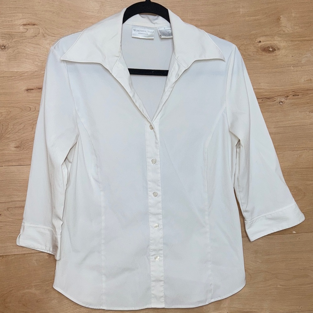 Worthington white Button-Up Shirt/ Blouse
